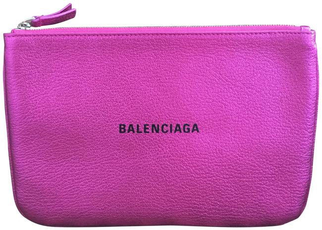 Balenciaga Everyday PinkBlack Leather Clutch