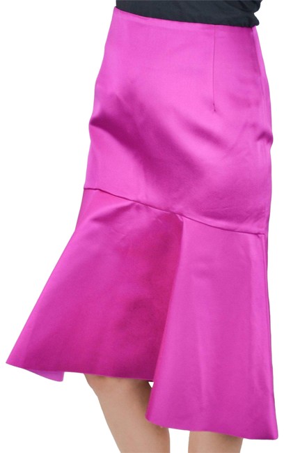 Balenciaga Fuschia 38 French High Rise Silk Satin Godet Skirt8 M, 29, 30