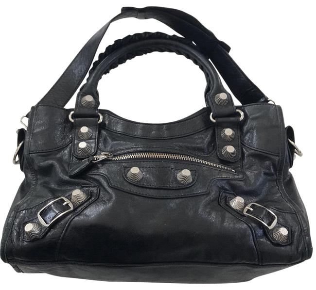 Balenciaga Giant 12 City Black Lambskin Leather Satchel