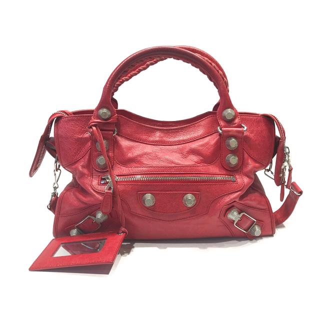 Balenciaga Giant 21 City Red Lambskin Leather Shoulder Bag