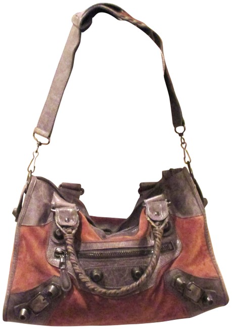 Balenciaga Giant Gray Brown Suede Leather and Leather Tote