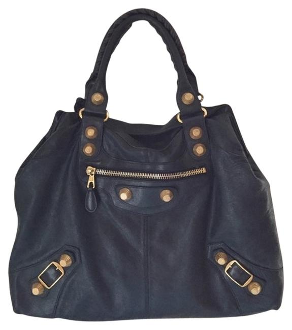 Balenciaga Bag Giant Work Blue Leather Tote