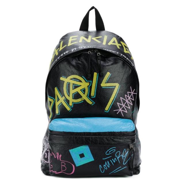 Balenciaga Grafitti Printed Leather Backpack