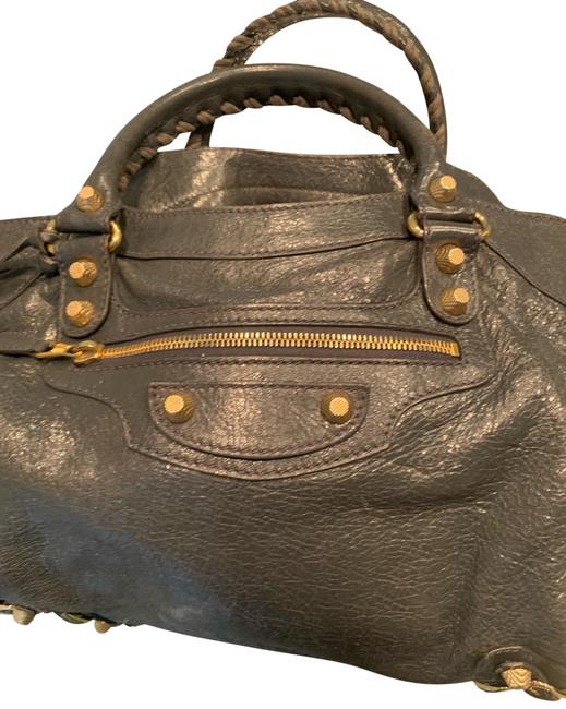 Balenciaga Gray with Gold Hardware Leather Satchel
