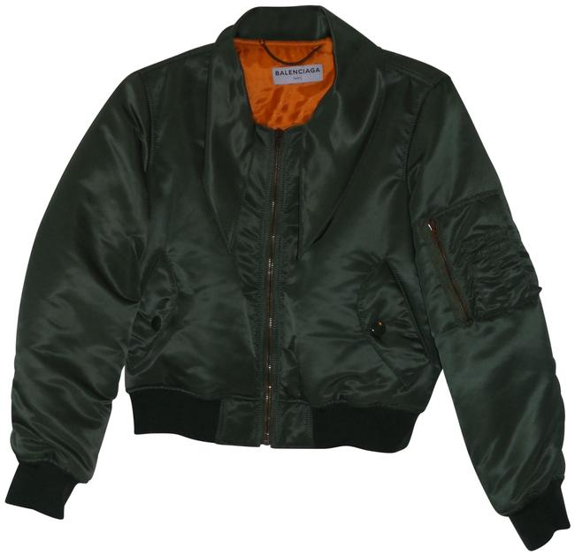 Balenciaga Green Scarf Tie Olive Cropped Bomber Jacket10 M