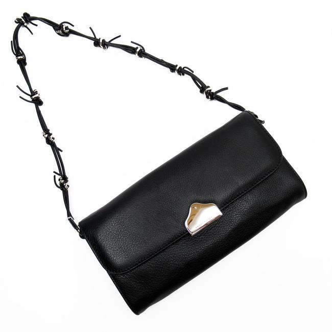 Balenciaga H22651 BlackSilver Leather Shoulder Bag