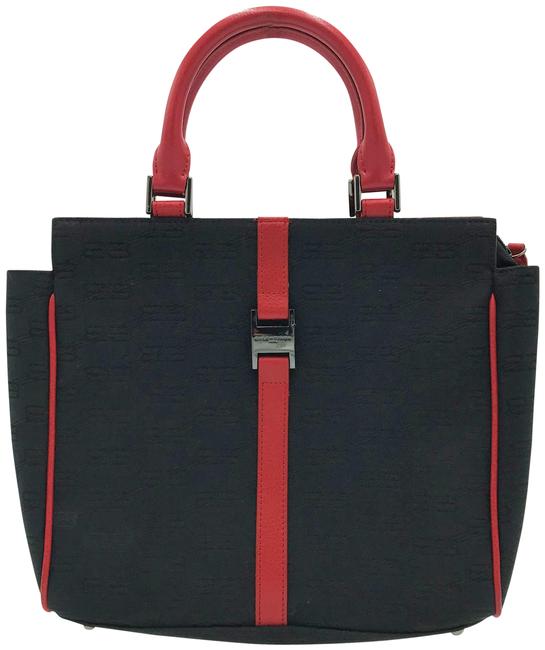 Balenciaga Hand Red and Black Canvas Satchel