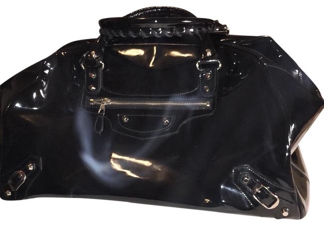 Balenciaga Jumbo Black Patent Leather WeekendTravel Bag