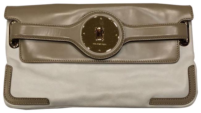 Balenciaga Luna Luna White and Beige Leather Clutch