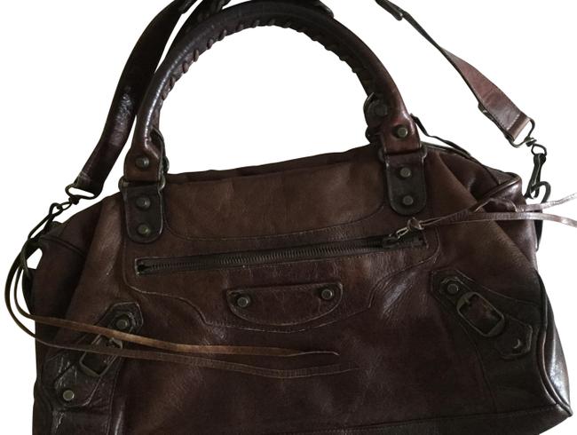 Balenciaga Maroon Lambskin Leather Shoulder Bag