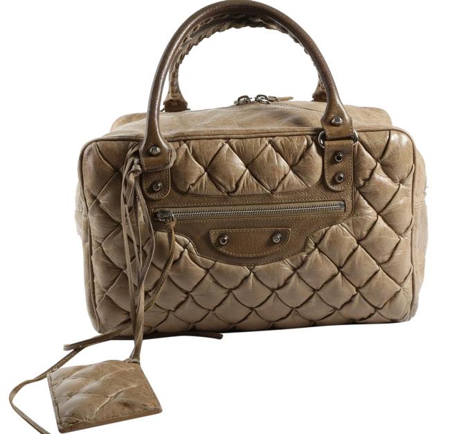 Balenciaga Matelasse Bowler Beige Quilted Leather Satchel