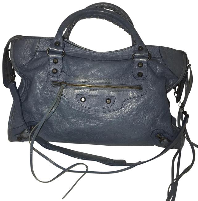Balenciaga Medium City Classic Blue Leather Shoulder Bag