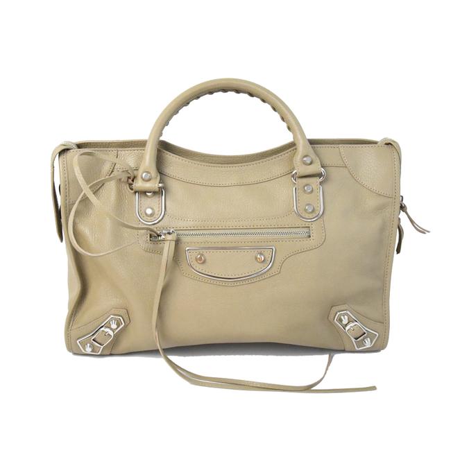 Balenciaga Metallic Classic City Leather Grey Satchel