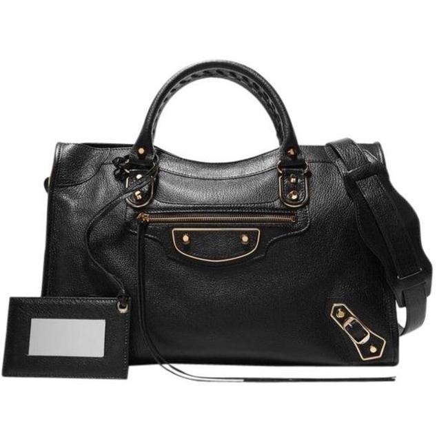 Balenciaga Metallic Edge City Tote Black Leather Satchel