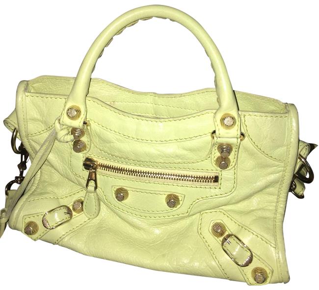 Balenciaga Mini City Neon Green Goat Skin Leather Baguette
