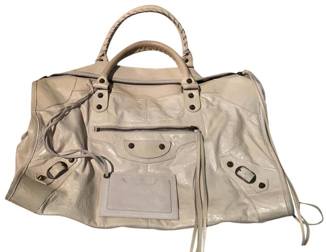 Balenciaga Motorcycle City Cream Goat Skin Leather Satchel