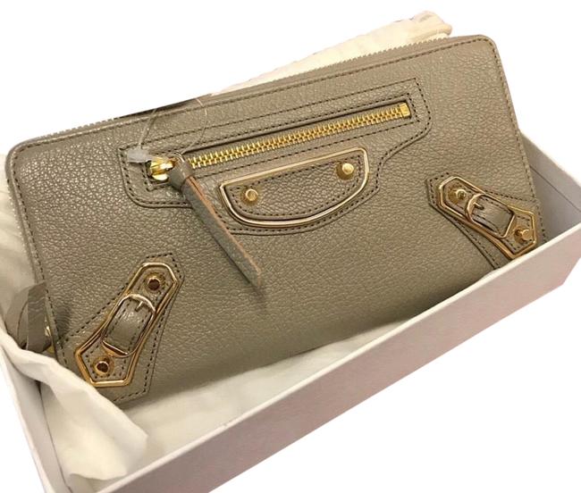 Balenciaga New Edge Wallet Taupe Leather Wristlet