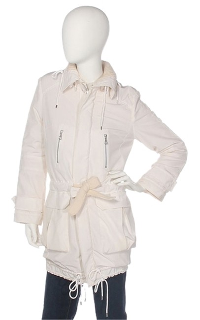 Balenciaga Off White Belted Silk Parka Coat6 S
