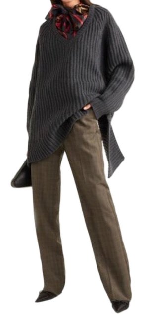 Balenciaga Overd Asymmetrical Charcoal Gray Sweater
