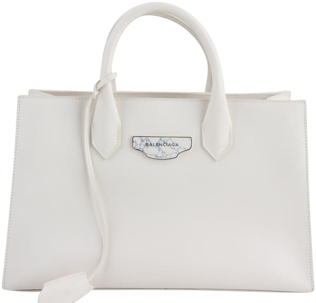 Balenciaga Bag Padlock Marble White Leather Tote