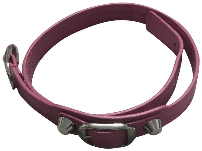 Balenciaga Pink Leather Wrap Bracelet