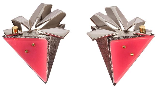Balenciaga Pink Silver and Gold Geometric Earrings