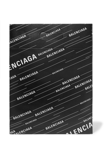 Balenciaga Plastic Shopper S Printed Textured leather Tote Clutch