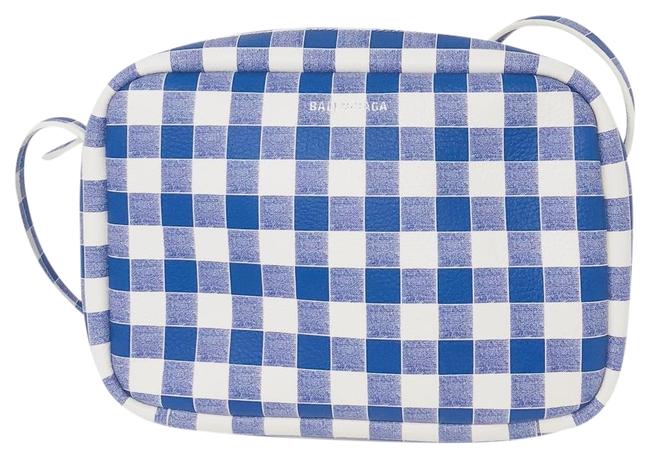 Balenciaga Pouch Carreaux Blue Leather Shoulder Bag