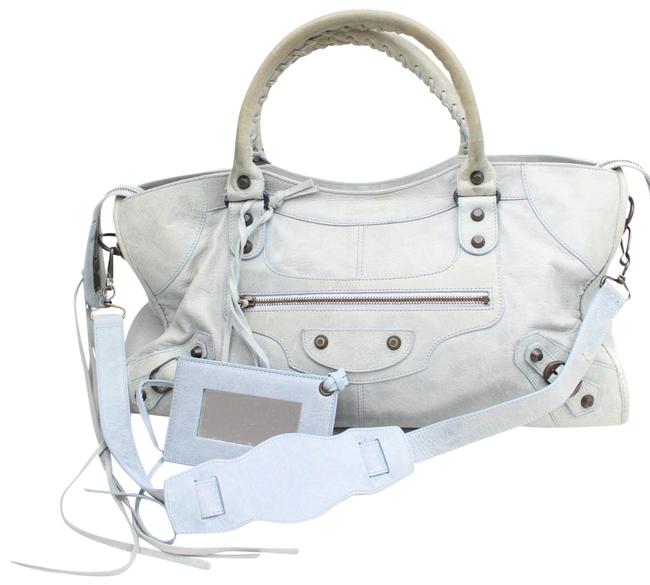 Balenciaga Powder The First City 2way 868160 Blue Leather Shoulder Bag