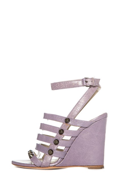 Balenciaga Purple Lavender Leather Wedges