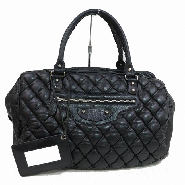 Balenciaga Quilted Boston 870741 Black Leather Satchel
