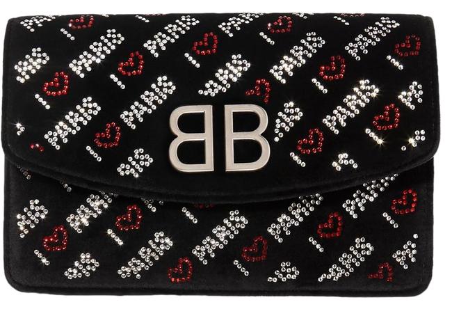 Balenciaga Shoulder Bb Crystal embellished Suede Cross Body Bag