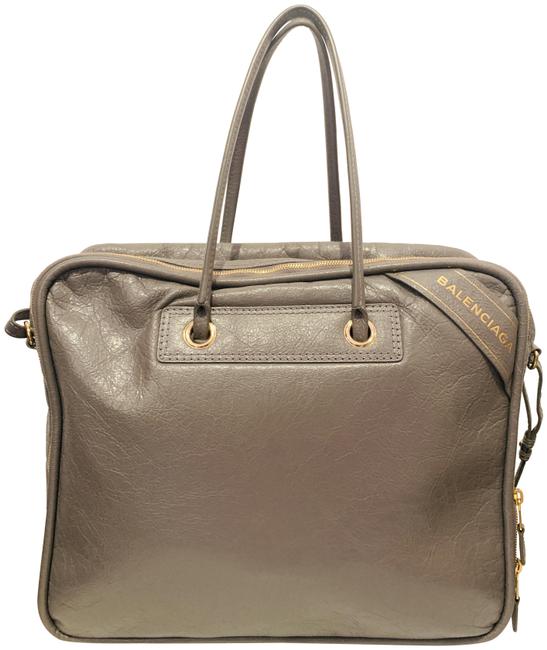 Balenciaga Small Blanket Grey Patent Leather Tote