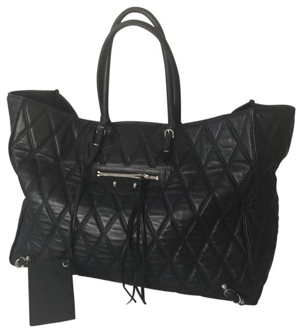 Balenciaga Studded A4 Papier BlackSilver Leather Tote