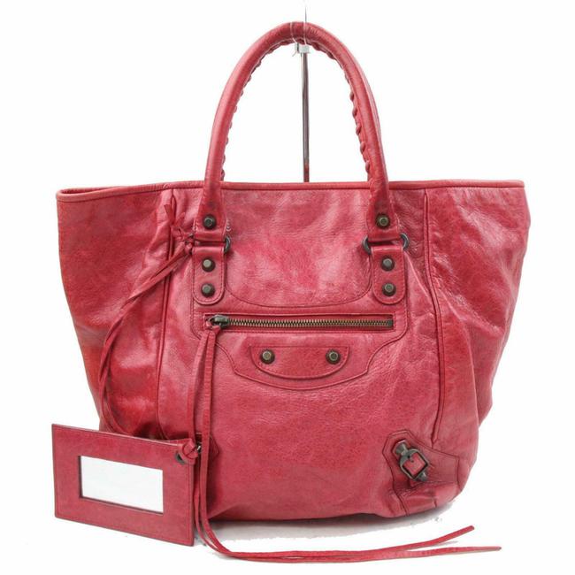 Balenciaga Sunday Tote 870903 Red Leather Shoulder Bag
