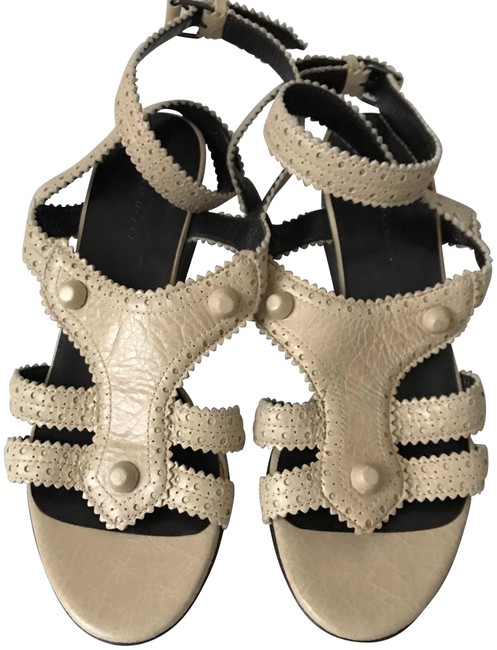 Balenciaga Tan Studded Leather Sandals