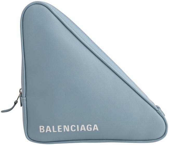 Balenciaga Triangle Blue Leather Clutch