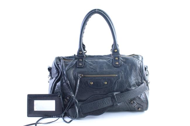 Balenciaga Twiggy 2way 24balr0605 Black Leather WeekendTravel Bag