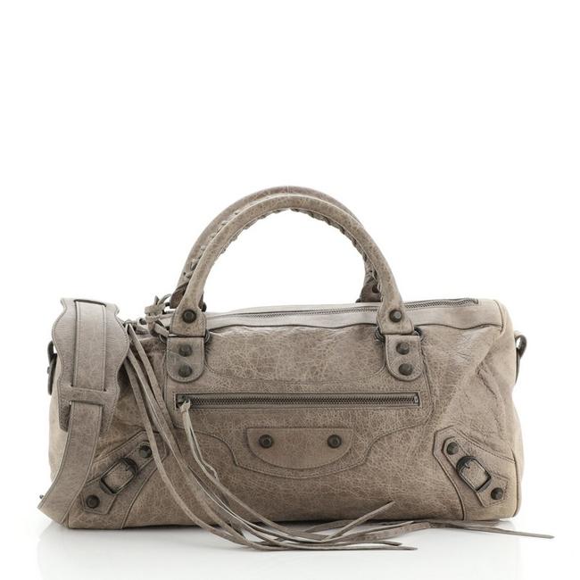 Balenciaga Twiggy Classic Studs Maxi Neutral Leather Shoulder Bag