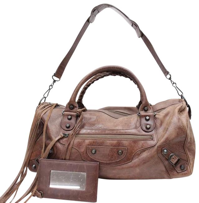Balenciaga Twiggy In Chataigne Brown Leather Satchel