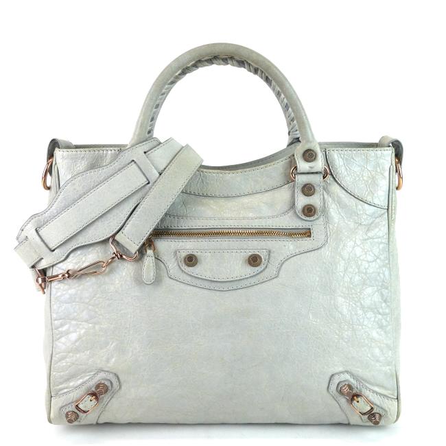 Balenciaga Velo Giant Studs BlueGray Leather Tote