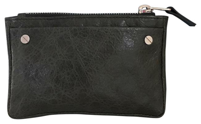 Balenciaga Very Dark Green Distressed Leather Coin Purse Wallet
