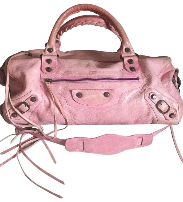 Balenciaga Good Condition Pink Lambskin Leather Satchel