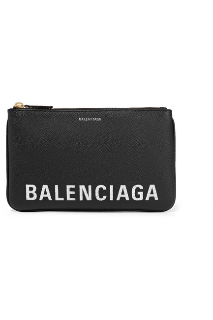 Balenciaga ville Printed Pouch Texture Leather Clutch