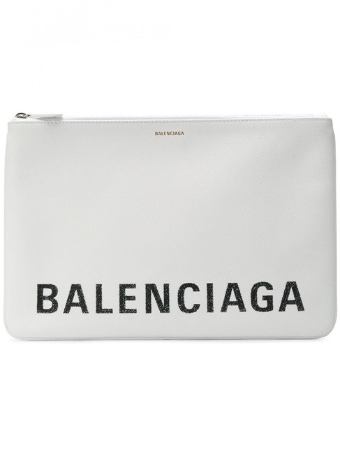 Balenciaga Ville Zip Pouch White Clutch