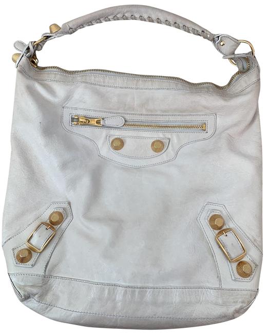 Balenciaga White Leather Hobo Bag