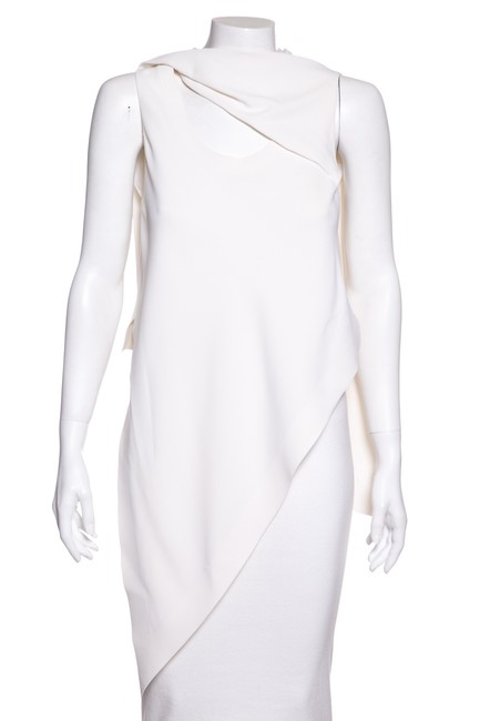 Balenciaga White Sleeveless Asymmetrical Knit Blouse4 S