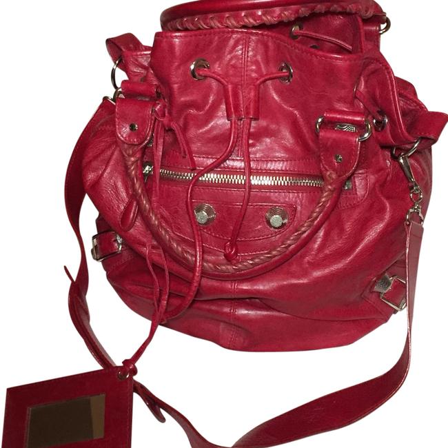 Balenciaga With Large Silver Hardware Poppy Red Bright Red Leather Hobo Bag