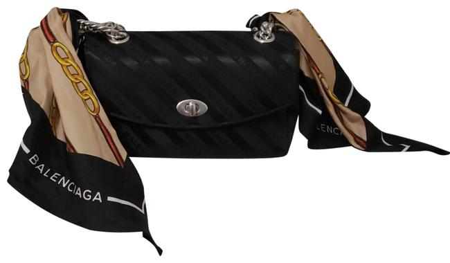 Balenciaga With Scarf Strap Black Shoulder Bag