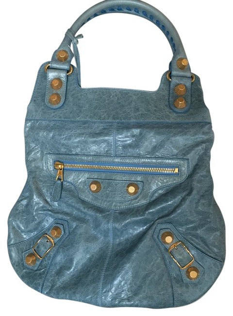 Balenciaga 192911d941g Sky Blue Leather Hobo Bag